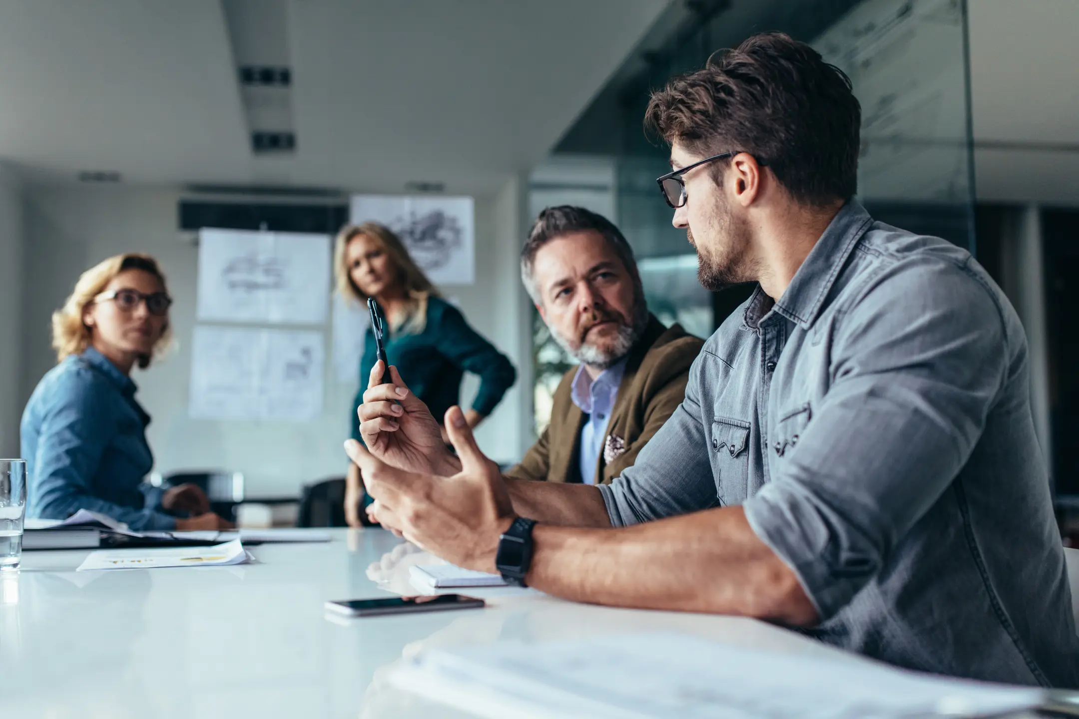 Senior stakeholders in a requirements discovery session